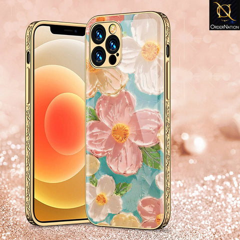 iPhone 14 Pro Max Cover - Floral Series - Premium Electroplated Shutterproof Case Soft Silicon Borders Case