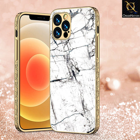 iPhone 14 Pro Cover - White Marble Series 2 - Premium Electroplated Shutterproof Case Soft Silicon Borders Case