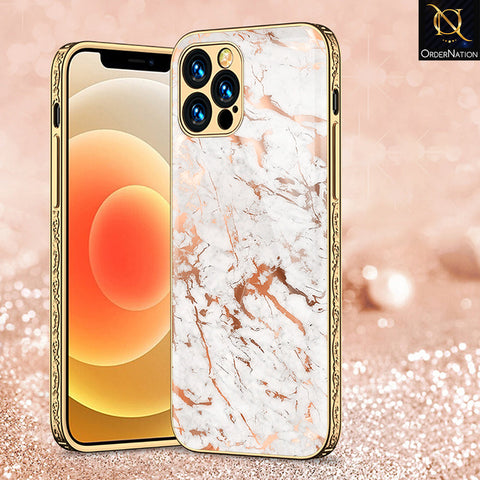 iPhone 15 Pro Cover - White Marble Series 2 - Premium Electroplated Shutterproof Case Soft Silicon Borders Case