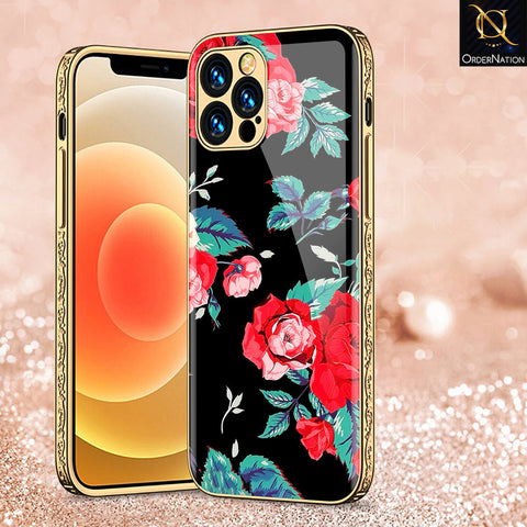 iPhone 15 Pro Max Cover - Floral Series - Premium Electroplated Shutterproof Case Soft Silicon Borders Case