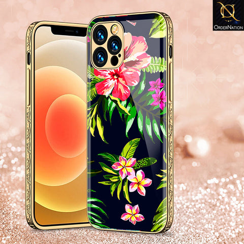 iPhone 15 Pro Max Cover - Floral Series - Premium Electroplated Shutterproof Case Soft Silicon Borders Case