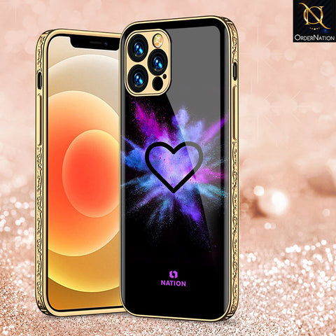 iPhone 14 Pro Max Cover - Onation Heart Series - Premium Electroplated Shutterproof Case Soft Silicon Borders Case