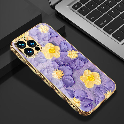 iPhone 15 Pro Cover - Floral Series - Premium Electroplated Shutterproof Case Soft Silicon Borders Case