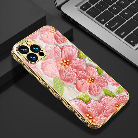 iPhone 14 Pro Max Cover - Floral Series - Premium Electroplated Shutterproof Case Soft Silicon Borders Case