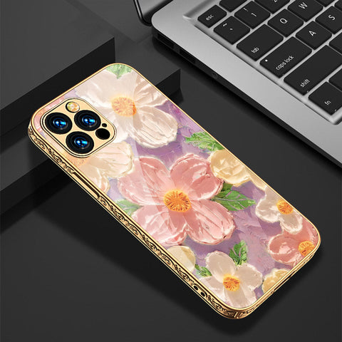 iPhone 15 Pro Max Cover - Floral Series - Premium Electroplated Shutterproof Case Soft Silicon Borders Case