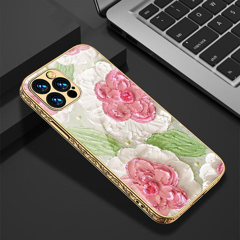 iPhone 15 Pro Max Cover - Floral Series - Premium Electroplated Shutterproof Case Soft Silicon Borders Case