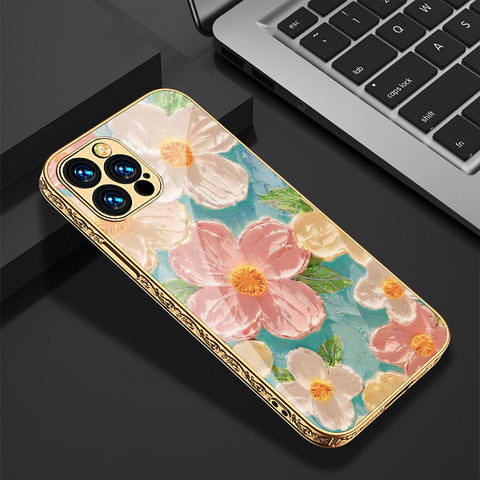 iPhone 15 Pro Max Cover - Floral Series - Premium Electroplated Shutterproof Case Soft Silicon Borders Case