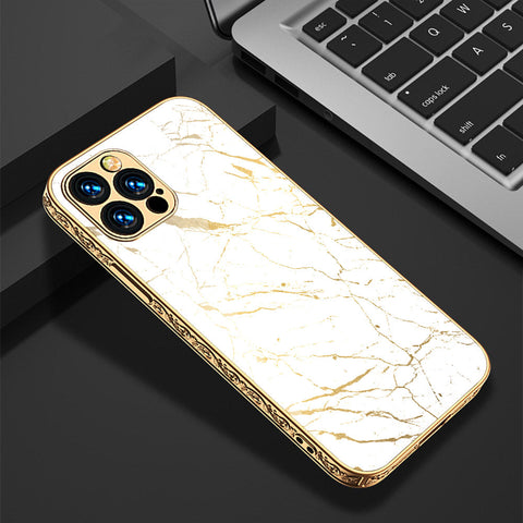 iPhone 15 Pro Cover - White Marble Series 2 - Premium Electroplated Shutterproof Case Soft Silicon Borders Case