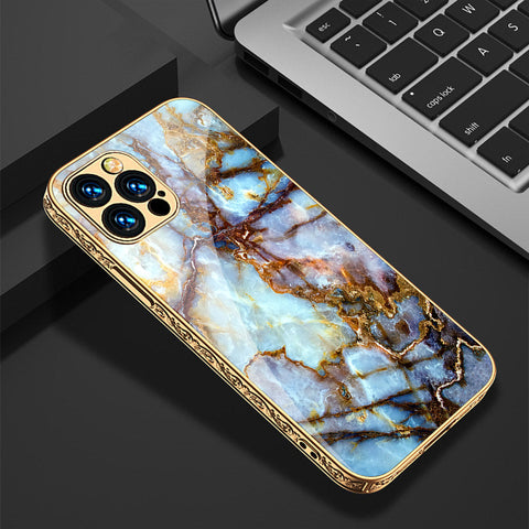 iPhone 14 Pro Max Cover - Colorful Marble Series - Premium Electroplated Shutterproof Case Soft Silicon Borders Case