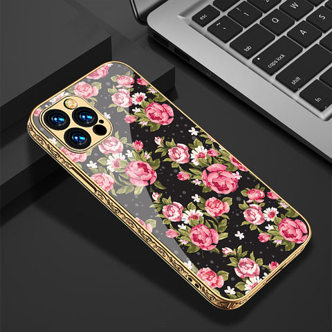 iPhone 15 Pro Max Cover - Floral Series - Premium Electroplated Shutterproof Case Soft Silicon Borders Case