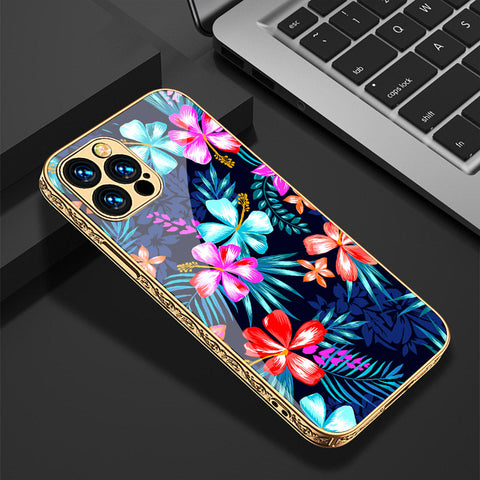 iPhone 15 Pro Max Cover - Floral Series - Premium Electroplated Shutterproof Case Soft Silicon Borders Case