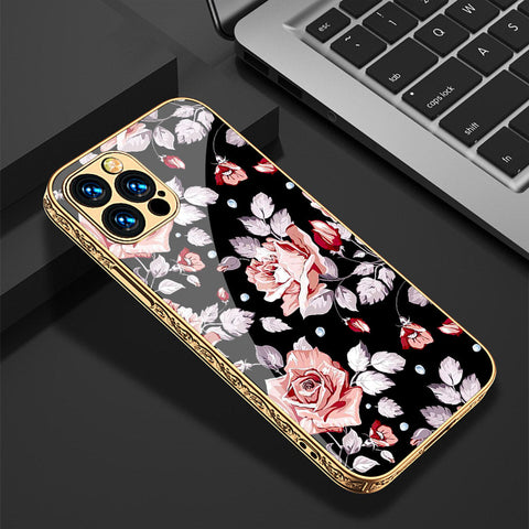 iPhone 15 Pro Max Cover - Floral Series - Premium Electroplated Shutterproof Case Soft Silicon Borders Case