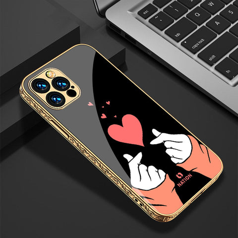 iPhone 14 Pro Max Cover - Onation Heart Series - Premium Electroplated Shutterproof Case Soft Silicon Borders Case