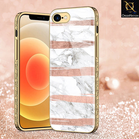 iPhone 8 / 7 Cover - White Marble Series - Premium Electroplated Shutterproof Case Soft Silicon Borders Case