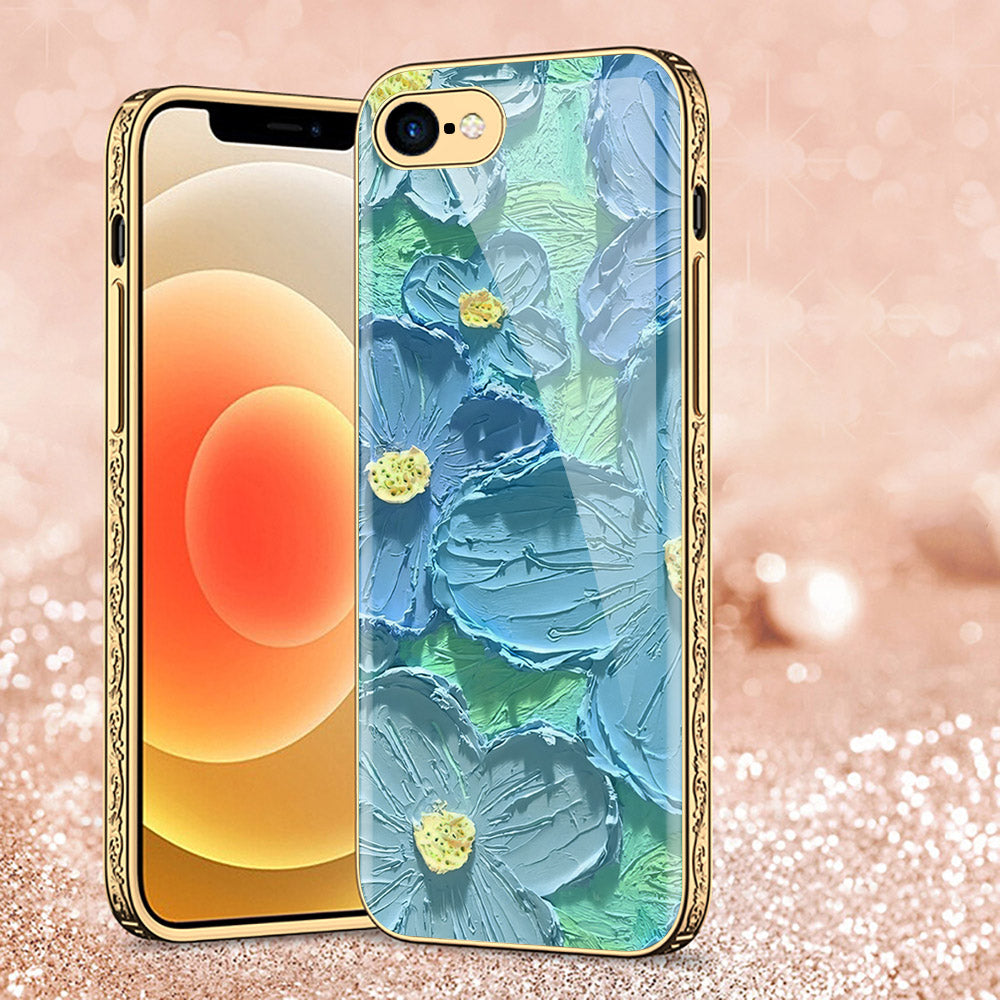 iPhone 8 / 7 Cover - Floral Series - Premium Electroplated Shutterproof Case Soft Silicon Borders Case