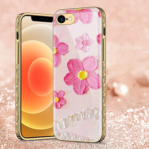 iPhone 8 / 7 Cover - Floral Series - Premium Electroplated Shutterproof Case Soft Silicon Borders Case