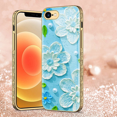 iPhone 8 / 7 Cover - Floral Series - Premium Electroplated Shutterproof Case Soft Silicon Borders Case