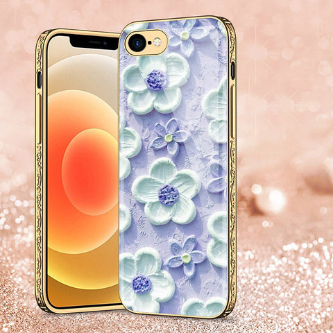 iPhone 8 / 7 Cover - Floral Series - Premium Electroplated Shutterproof Case Soft Silicon Borders Case