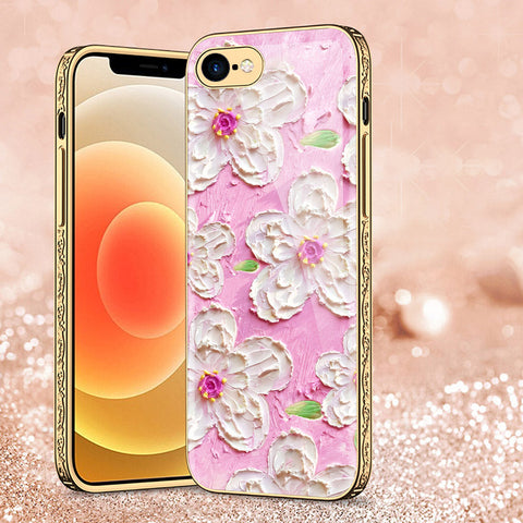 iPhone 8 / 7 Cover - Floral Series - Premium Electroplated Shutterproof Case Soft Silicon Borders Case