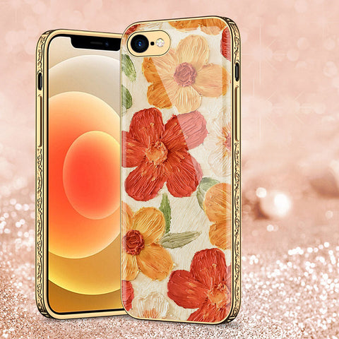 iPhone 8 / 7 Cover - Floral Series - Premium Electroplated Shutterproof Case Soft Silicon Borders Case