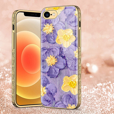 iPhone 8 / 7 Cover - Floral Series - Premium Electroplated Shutterproof Case Soft Silicon Borders Case