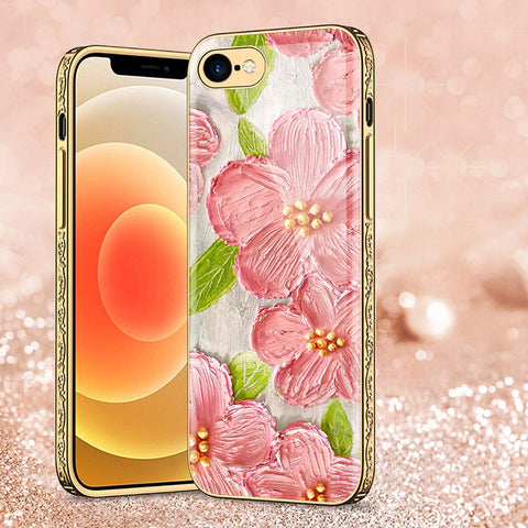 iPhone 8 / 7 Cover - Floral Series - Premium Electroplated Shutterproof Case Soft Silicon Borders Case