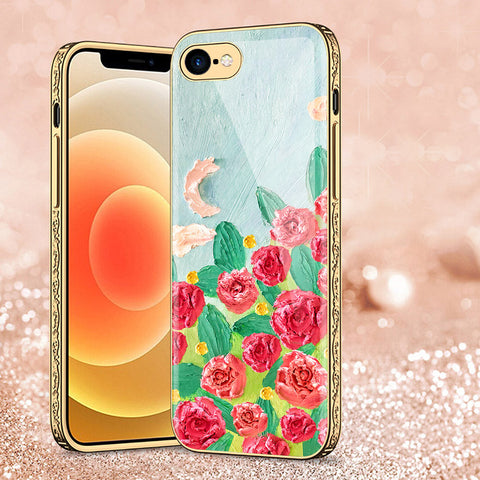 iPhone 8 / 7 Cover - Floral Series - Premium Electroplated Shutterproof Case Soft Silicon Borders Case