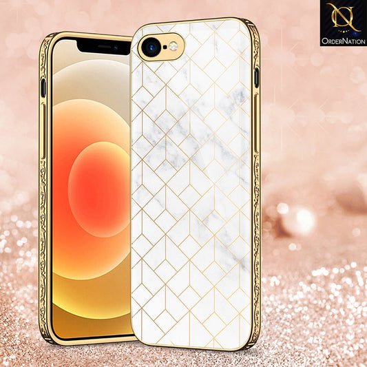 iPhone 8 / 7 Cover - White Marble Series 2 - Premium Electroplated Shutterproof Case Soft Silicon Borders Case