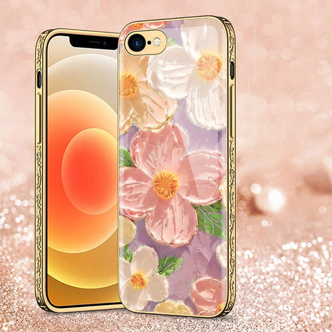 iPhone 8 / 7 Cover - Floral Series - Premium Electroplated Shutterproof Case Soft Silicon Borders Case