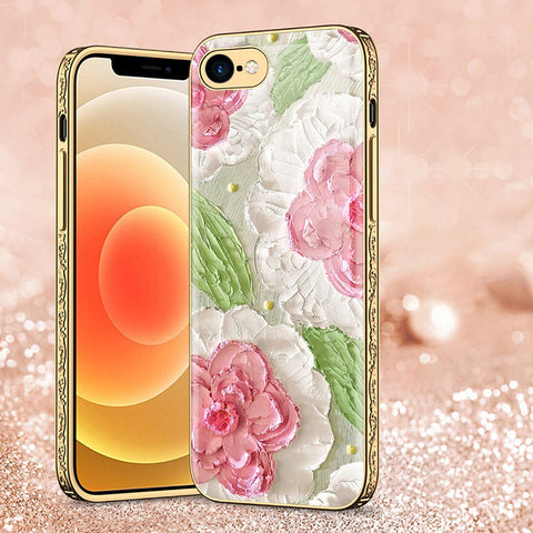 iPhone 8 / 7 Cover - Floral Series - Premium Electroplated Shutterproof Case Soft Silicon Borders Case