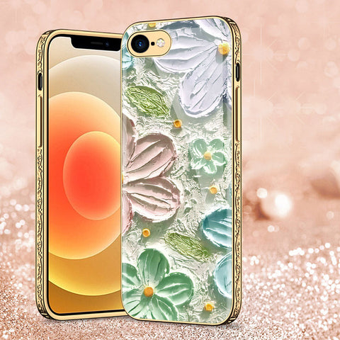 iPhone 8 / 7 Cover - Floral Series - Premium Electroplated Shutterproof Case Soft Silicon Borders Case