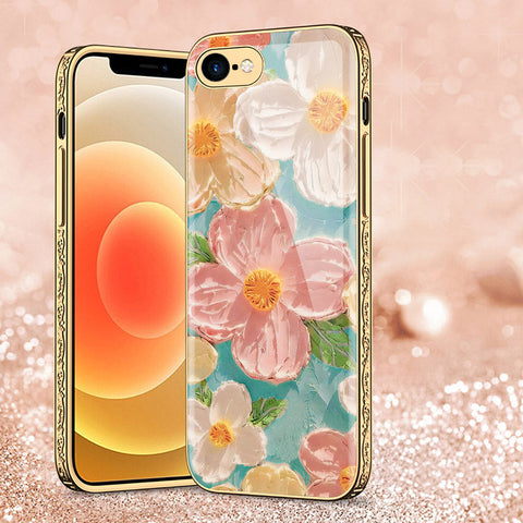 iPhone 8 / 7 Cover - Floral Series - Premium Electroplated Shutterproof Case Soft Silicon Borders Case