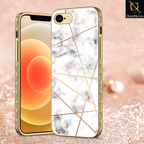 iPhone 8 / 7 Cover - White Marble Series 2 - Premium Electroplated Shutterproof Case Soft Silicon Borders Case