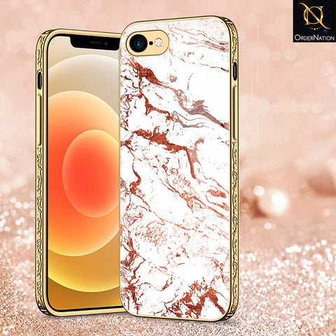 iPhone 8 / 7 Cover - White Marble Series 2 - Premium Electroplated Shutterproof Case Soft Silicon Borders Case