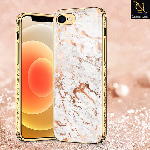 iPhone 8 / 7 Cover - White Marble Series 2 - Premium Electroplated Shutterproof Case Soft Silicon Borders Case