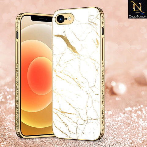 iPhone 8 / 7 Cover - White Marble Series 2 - Premium Electroplated Shutterproof Case Soft Silicon Borders Case