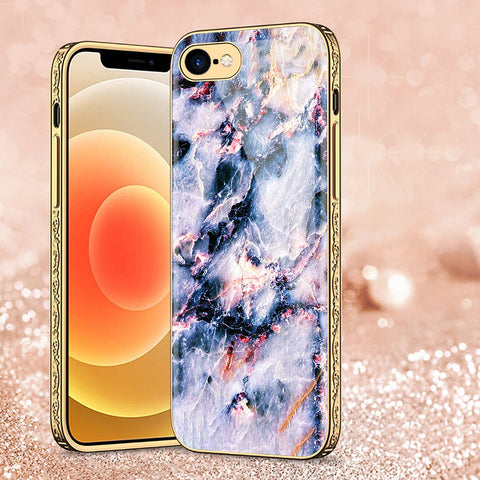 iPhone 8 / 7 Cover - Colorful Marble Series - Premium Electroplated Shutterproof Case Soft Silicon Borders Case