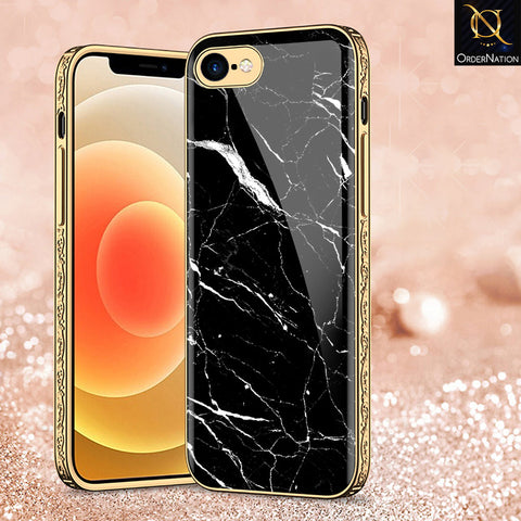 iPhone 8 / 7 Cover - Black Marble Series - Premium Electroplated Shutterproof Case Soft Silicon Borders Case