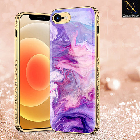 iPhone 8 / 7 Cover - Colorful Marble Series - Premium Electroplated Shutterproof Case Soft Silicon Borders Case