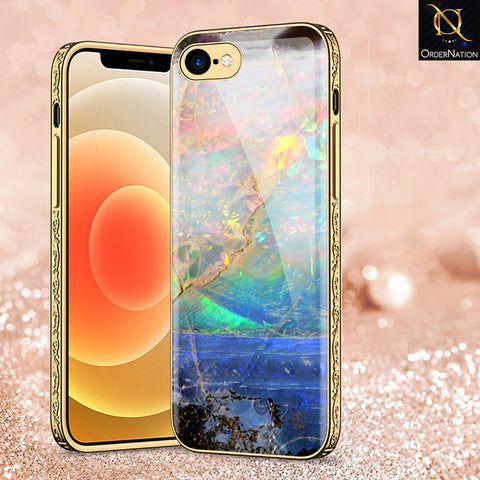 iPhone 8 / 7 Cover - Colorful Marble Series - Premium Electroplated Shutterproof Case Soft Silicon Borders Case