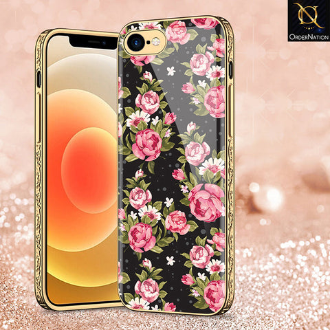 iPhone 8 / 7 Cover - Floral Series - Premium Electroplated Shutterproof Case Soft Silicon Borders Case