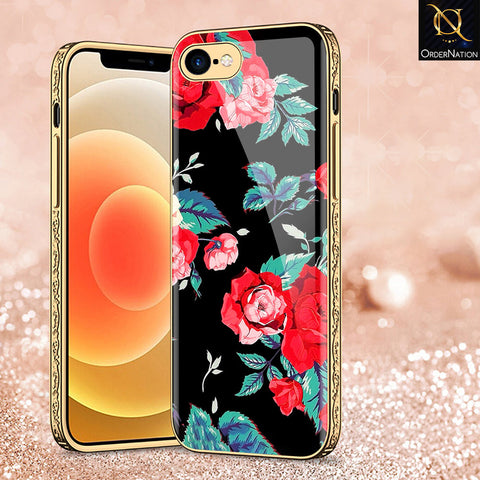 iPhone 8 / 7 Cover - Floral Series - Premium Electroplated Shutterproof Case Soft Silicon Borders Case