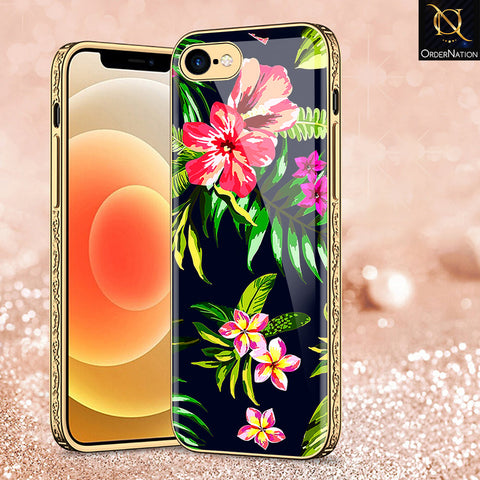 iPhone 8 / 7 Cover - Floral Series - Premium Electroplated Shutterproof Case Soft Silicon Borders Case