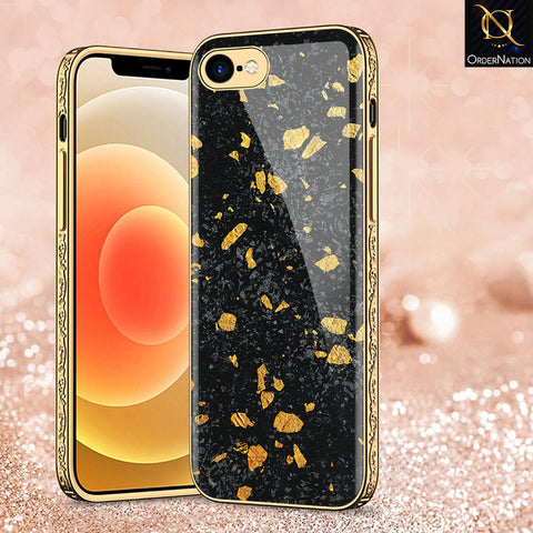 iPhone 8 / 7 Cover - Black Marble Series - Premium Electroplated Shutterproof Case Soft Silicon Borders Case