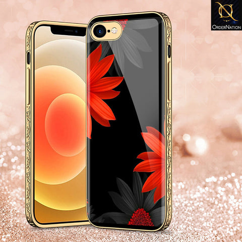 iPhone 8 / 7 Cover - Floral Series 2 - Premium Electroplated Shutterproof Case Soft Silicon Borders Case