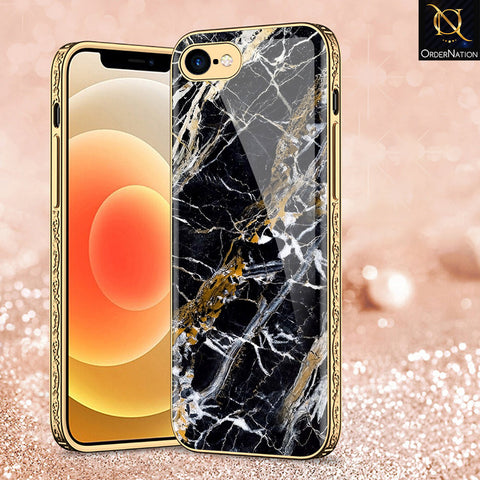 iPhone 8 / 7 Cover - Black Marble Series - Premium Electroplated Shutterproof Case Soft Silicon Borders Case