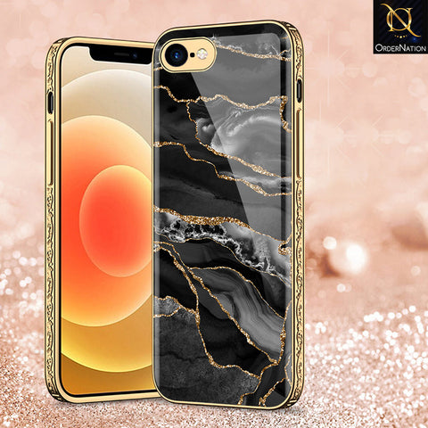 iPhone 8 / 7 Cover - Black Marble Series - Premium Electroplated Shutterproof Case Soft Silicon Borders Case