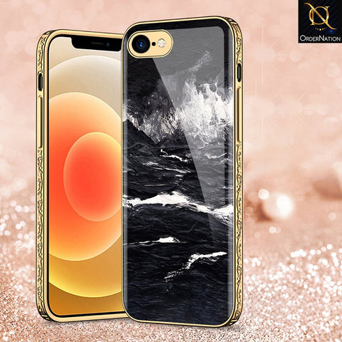 iPhone 8 / 7 Cover - Black Marble Series - Premium Electroplated Shutterproof Case Soft Silicon Borders Case