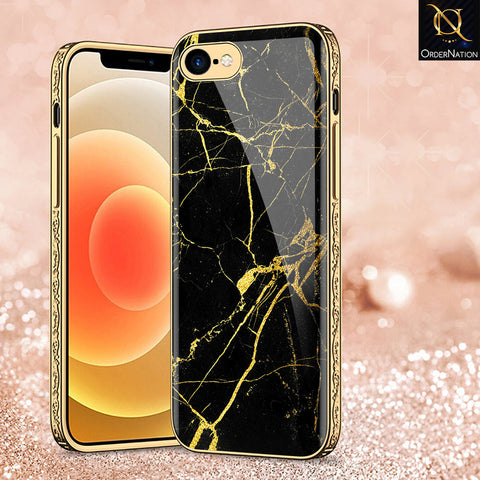 iPhone 8 / 7 Cover - Black Marble Series - Premium Electroplated Shutterproof Case Soft Silicon Borders Case