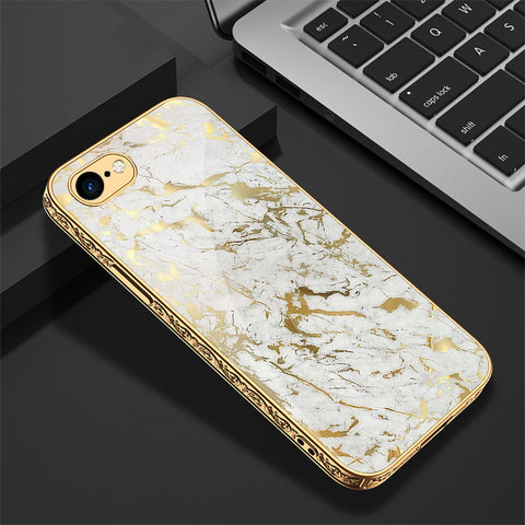 iPhone 8 / 7 Cover - White Marble Series - Premium Electroplated Shutterproof Case Soft Silicon Borders Case